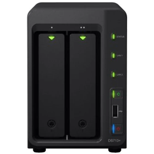 Мережевий накопичувач (NAS) Synology DiskStation DS713+: Слоти для дисків 2 x 3.5 "SATA I / II або 2 x 2.5" SATA / SSD (max 2 x 4 TB)