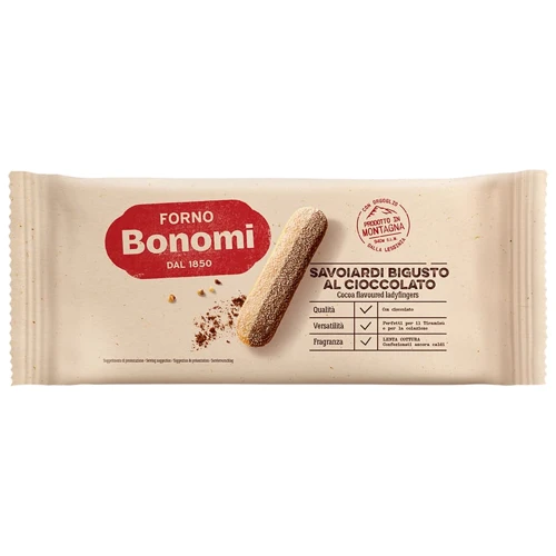 Печенье Bonomi бисквитное Ladyfingers Савоярди с какао 200 г (8002720003028)