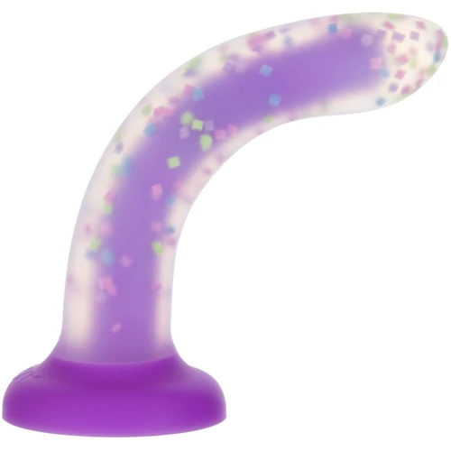 Светящийся в темноте фаллоимитатор ADDICTION Rave 8″ Glow in the Dark Dildo Purple Confetti