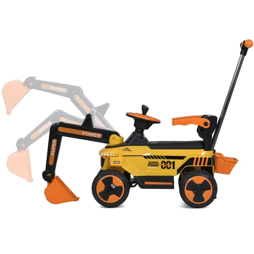 Детский электромобиль-толокар 3в1 Bambi Трактор с ковшом желтый (M 5783BLR-6)