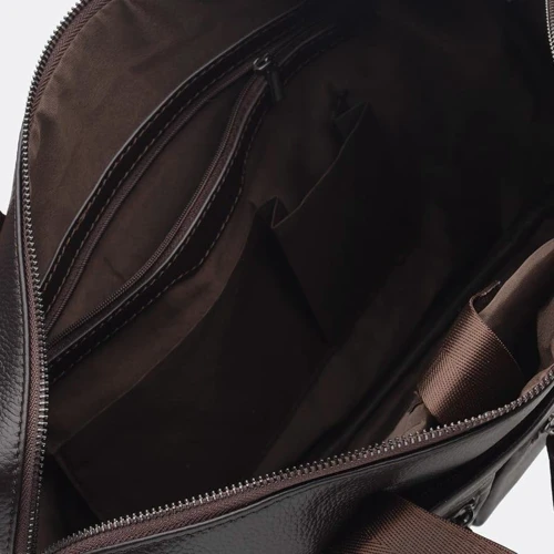 Мужская сумка мессенджер Borsa Leather коричневая (K18612-brown): Фактура Матовая, Зернистая
