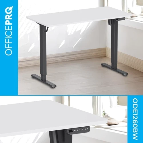 Стол с электрорегулировкой высоты Officepro White/Black (ODE1260WB): Особенности Регулируемая высота ножек, Встроенные органайзеры, Защитные накладки на ножки