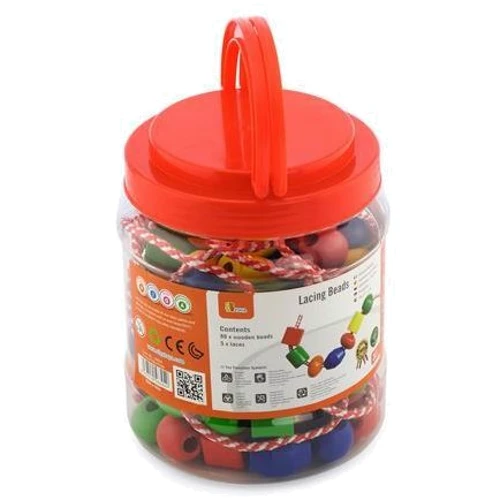 Дерев'яне шнурівка Viga Toys Бусини 90 шт (58304): Вік 3-4.5 года