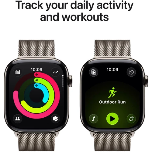 Apple Watch Series 11 GPS + Cellular 46mm Natural Titanium Case with Natural Milanese Loop - S/M (MFCY4)