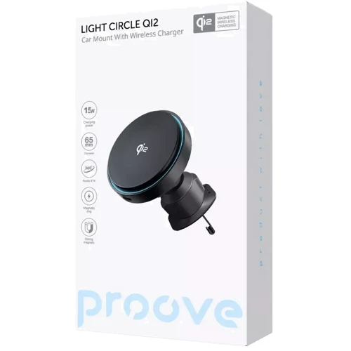 Держатель Proove Car Holder Wireless Charger Light Circle Qi2 15W Black (WHLC15010002): Производитель Proove