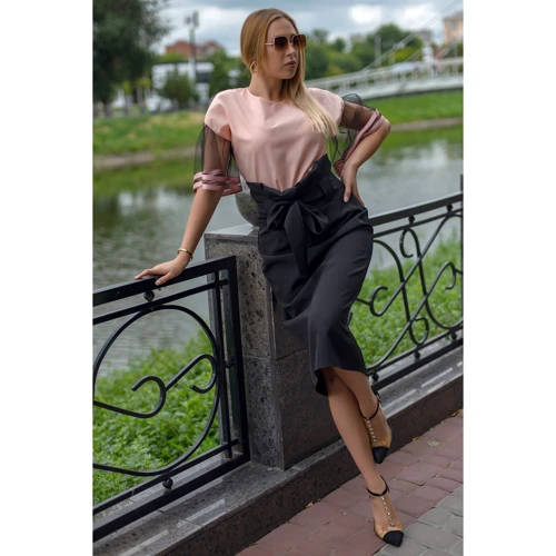 Спідниця FLFashion Бейліс Хюб 3134 50 чорна олівець подовжена міді: Склад поліестер