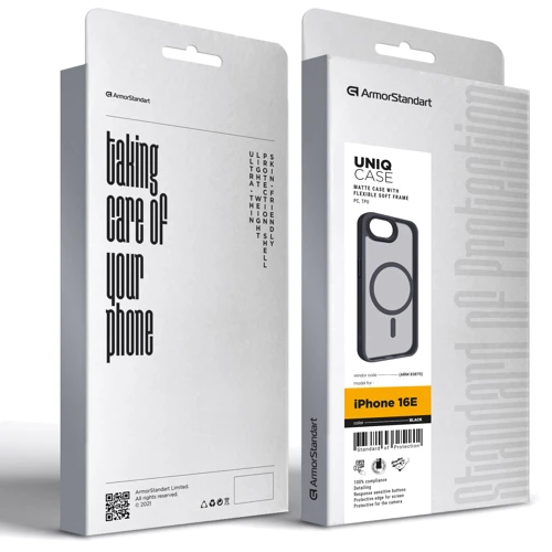 Чохол для iPhone ArmorStandart Uniq Case Magsafe Black для iPhone 16e (ARM83870): Матеріали поликарбонат и полиуретан