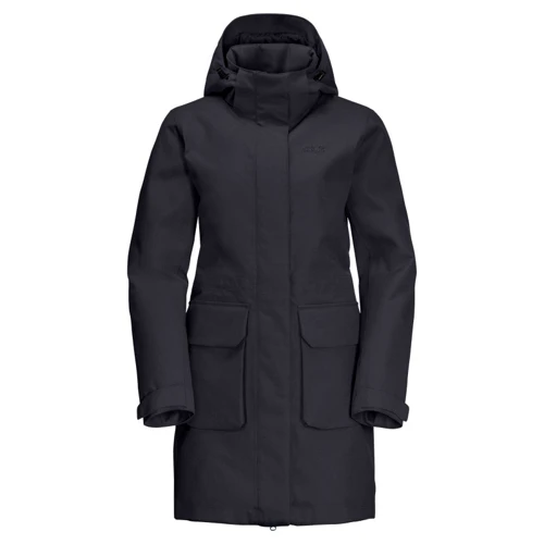 Парка Jack Wolfskin Fierce Wind Parka W 1114201-6000 42 черная зимняя с капюшоном
