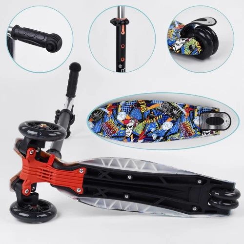 Самокат детский с алюминиевой трубкой руля + 4 колеса PU со светом Best Scooter Multicolor (99662): Количество колес 4