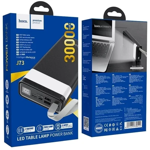Внешний аккумулятор Hoco Power Bank 30000mAh J73 Powerful Black: Особенности С дисплеем, Компактный размер