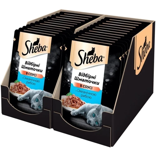 Вологий корм Sheba cig POU для котів з океанічної рибою в соусі 24х85 г (4770608258825): Клас Супер премиум