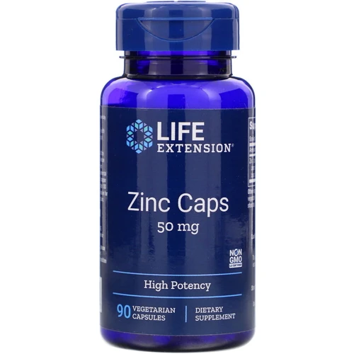 Life Extension Zinc Caps, High Potency, 50 mg, 90 Vegetarian Capsules (LEX18139)