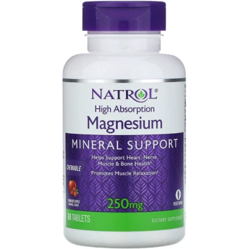Natrol High Absorption Magnesium, Cranberry Apple Natural Flavor, 250 mg, 60 Tablets (NTL-07066)