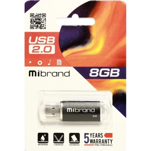 USB-флешка Mibrand 8GB Cougar USB 2.0 Black (MI2.0/CU8P1B): Стандарт USB USB 2.0