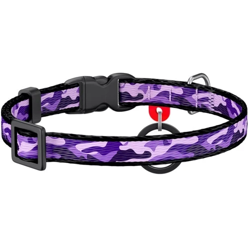 Нашийник для котів WAUDOG Nylon c QR паспортом Фіолетовий камо пластиковий фастекс 10 ммx20-30 см (5275) фото 3