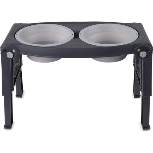 Миска Dexas подвійна Adjustable 2хPet Feeder з регульованими ніжками з нержавіючої сталі 960 мл Сірий (PW120432SS): Обсяг 0.96 л