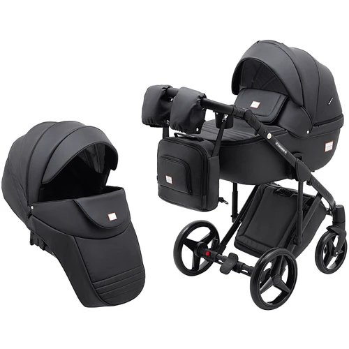 Коляска 2 в 1 Adamex Luciano Экокожа SA-2 чёрная (680597)