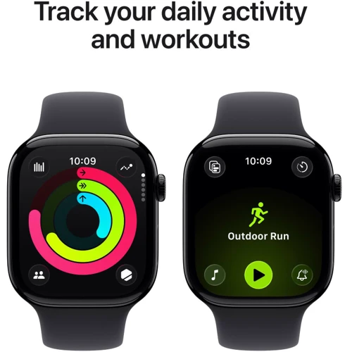 Apple Watch Series 11 GPS + Cellular 42mm Jet Black Aluminium Case with Black Sport Band - M/L (MF854)