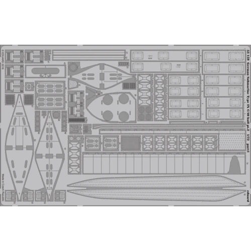 Фототравлення Eduard 1/72 Підводний човен Type IX C/40 hull частина 2 (Revell) (EDU-53159)