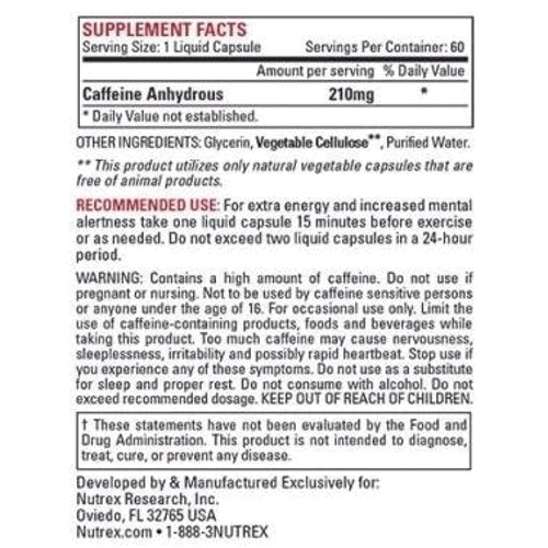 Nutrex Lipo-6 Caffeine 60 caps: Тип Энергетики
