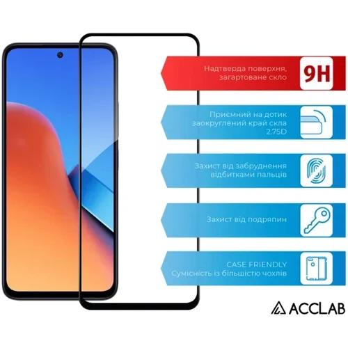 ACCLAB Tempered Glass Full Glue Black для Xiaomi Redmi 13: Тип защитное стекло