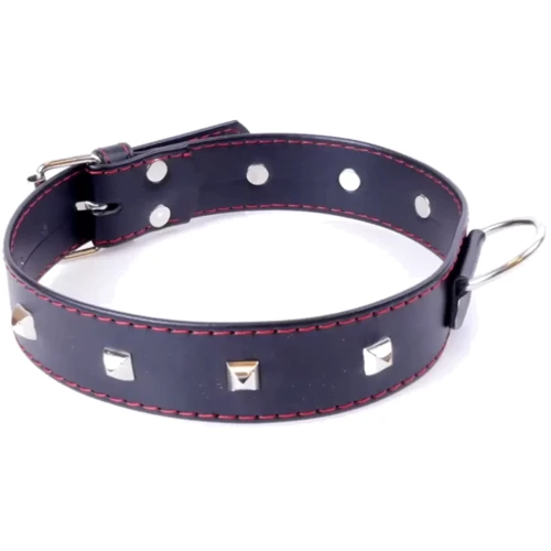 Нашийник із металевими заклепками Fetish Boss Series - Collar with studs Red Line (BS3300113)