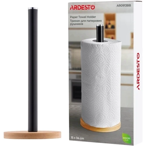 Тримач для паперових рушників Ardesto Midori 15х34 см чорний (AR0913BB)