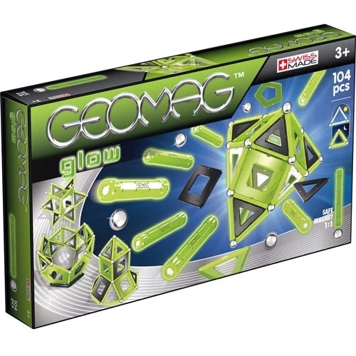 Geomag Glow 104 детали | Светящийся магнитный конструктор Геомаг