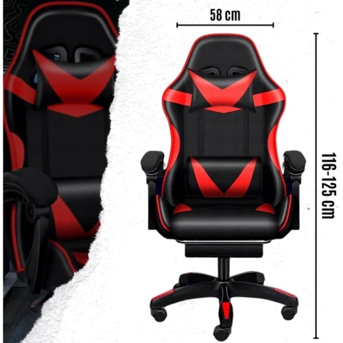 Кресло геймерское PLAYER с подставкой для ног Red/Black (100001) фото 4