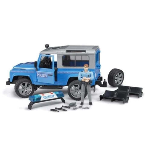 BRUDER Игрушка - джип Полиция Land Rover Defender синий + фигурка полицейского (02597)