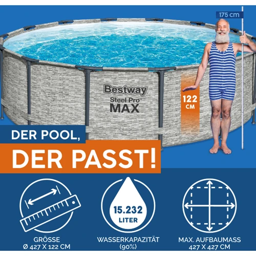 Бассейн Bestway каркасный круглый 427-122 см (5619D) (фильтр-насос, лестница, крышка) фото 3