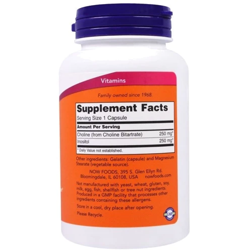 Now Foods Choline & Inositol Холин и Инозитол 100 веганских капсул: Тип Витамин B