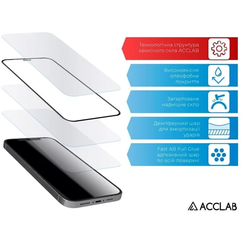 Аксесуар для смартфона ACCLAB Tempered Glass Full Glue Black для Xiaomi Redmi A2: Тип защитное стекло