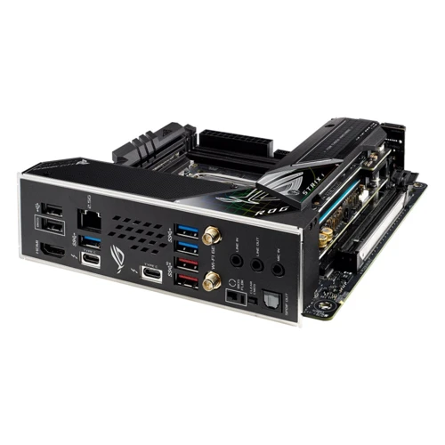 ASUS ROG STRIX Z690-I GAMING WIFI: Разъемы на задней панели USB 2.0, USB 3.2 Gen 1, USB 3.2 Gen 2, Thunderbolt, S/PDIF (Оптический), HDMI, Ethernet RJ-45
