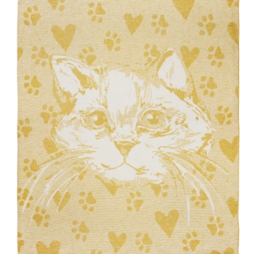 Плед Love You хлопковый кот горчица 140x200 см (4434)
