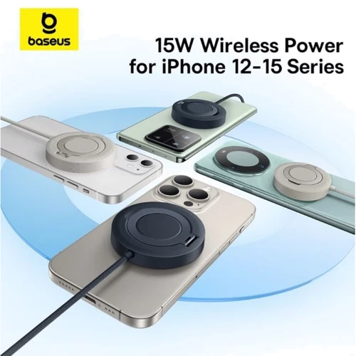 Зарядное устройство Baseus Wireless Charging Magnetic Mini4 Stand 15W Black (P10273300121-02) for Apple iPhone 16 I 15 I 14 I 13 I 12 series фото 5