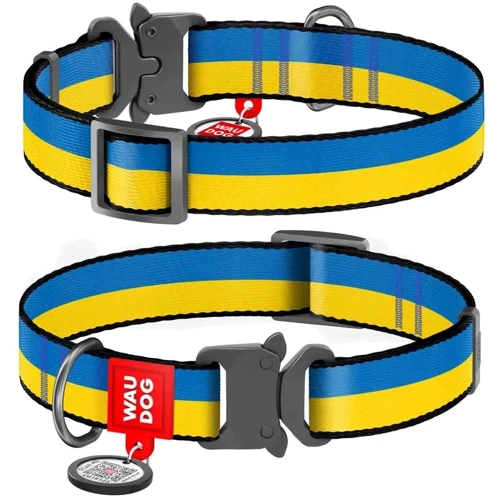 Ошейник для собак WAUDOG Nylon с QR паспортом Colors of freedom, XXL (4535-4020)