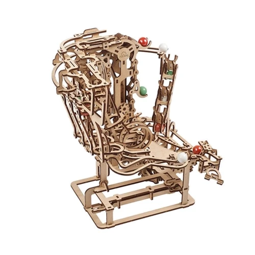 Механічний 3D пазл UGEARS Механічна модель Марбл-траса Ланцюговий витяг (70156): Вид гонки, машины, мотоциклы