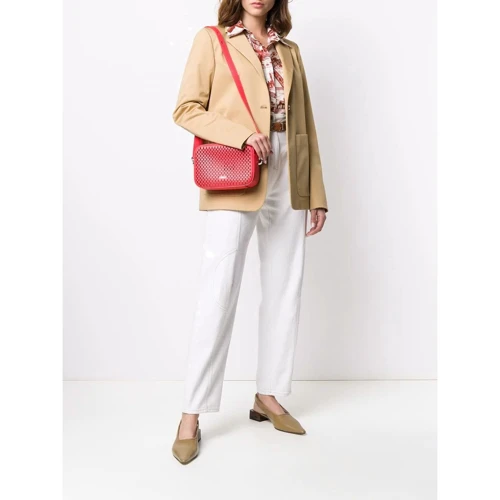Женская сумка кросс боди Furla Block Mini красная (1060264): Фактура Перфорация, Матовая, Зернистая