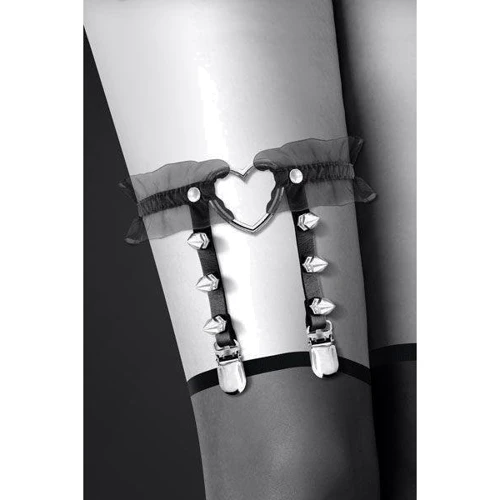 Гартер Bijoux Pour Toi - WITH HEART AND SPIKES Black