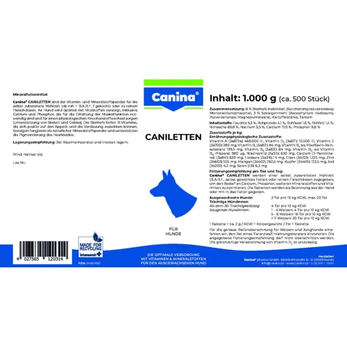 Витамины Canina Caniletten 1000 г 500 таб. комплекс для взрослых собак (4027565120314): Рассрочка Кредит, 4 месяца, 6 месяцев, 8 месяцев, 15 месяцев, 25 месяцев, 20 месяцев, 36 месяцев