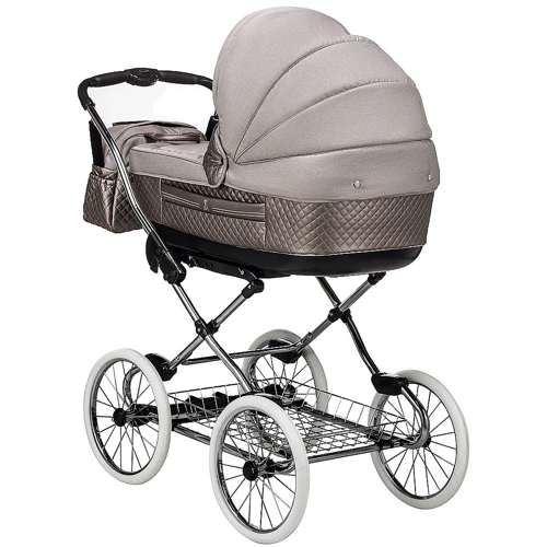 Коляска 2 в 1 класична Roan Marita Prestige (14 "білі колеса, хром рама) P230 бежевий - бежева (шкіра) перламутр (624729): Кількість блоків 1