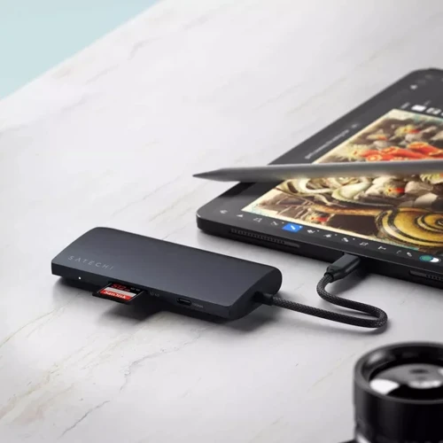 Адаптер Satechi Adapter USB-C to 4хUSB-C+RJ45+HDMI 8K Midnight (ST-P8KED) фото 5