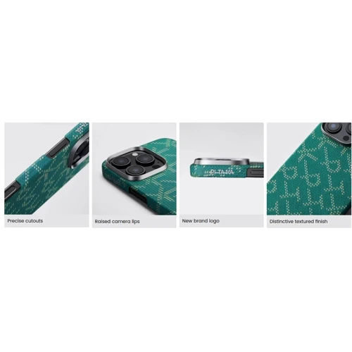Чехол для iPhone Pitaka Monogram Tactile Woven Case Gold/Green (KI1601PTK) for iPhone 16 Pro фото 8