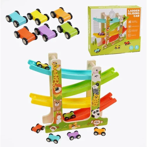 Дерев'яний трек C 68277 4 спуски 6 машинок: Виробник Noname