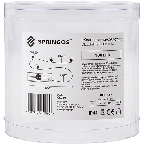 Гирлянда на батарейках Springos 9.9 м 100 LED Pilot CL0101 Warm White фото 8