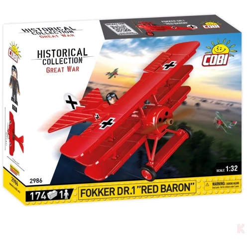 Конструктор Cobi Первая Мировая Война Самолет Fokker Dr. I Красный барон, 174 детали