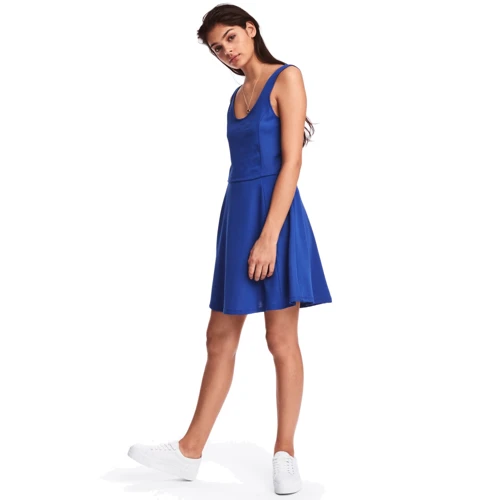 Платье H&M 4673025 38 синее повседневное до середины бедра