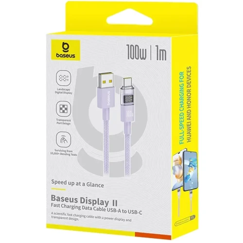 Кабель Baseus USB Cable to USB-C Display 2 Fast Charging Data 100W 1m Purple (P10382701511-00) фото 11