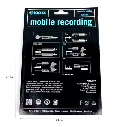 Кабель комутаційний Klotz AS-MM Stereo Cable Mini Jack 0.9 m